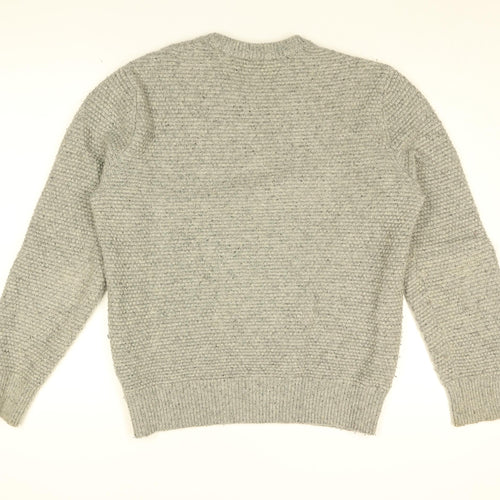 Gap Mens Grey Round Neck Wool Pullover Jumper Size M Long Sleeve