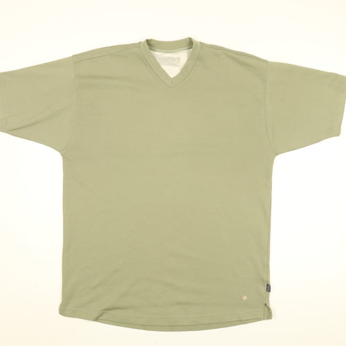 Regatta Mens Green Cotton T-Shirt Size M V-Neck