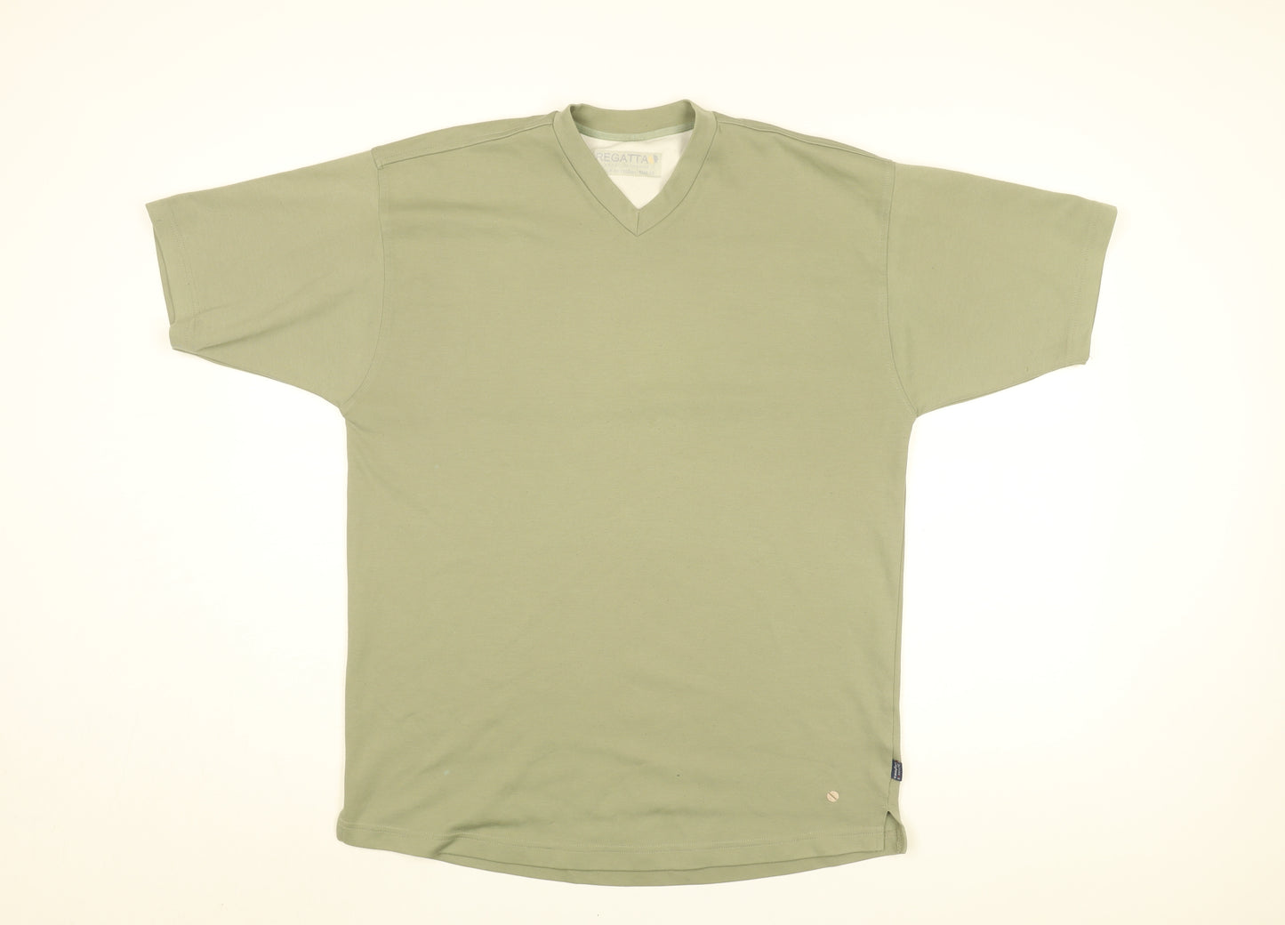 Regatta Mens Green Cotton T-Shirt Size M V-Neck
