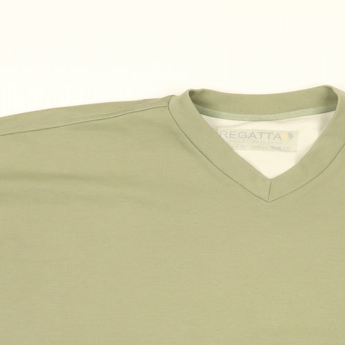 Regatta Mens Green Cotton T-Shirt Size M V-Neck