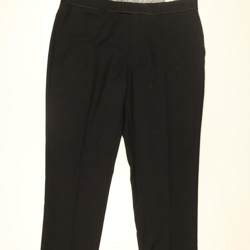 Skopes Mens Black Polyester Trousers Size 38 in L31 in Regular Zip