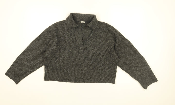 Pimkie Womens Grey Collared Acrylic Pullover Jumper Size S