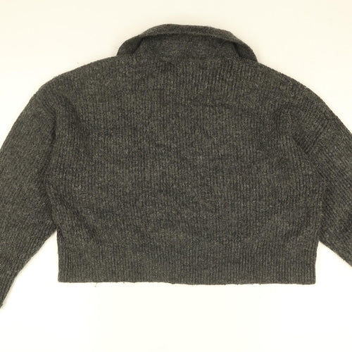 Pimkie Womens Grey Collared Acrylic Pullover Jumper Size S