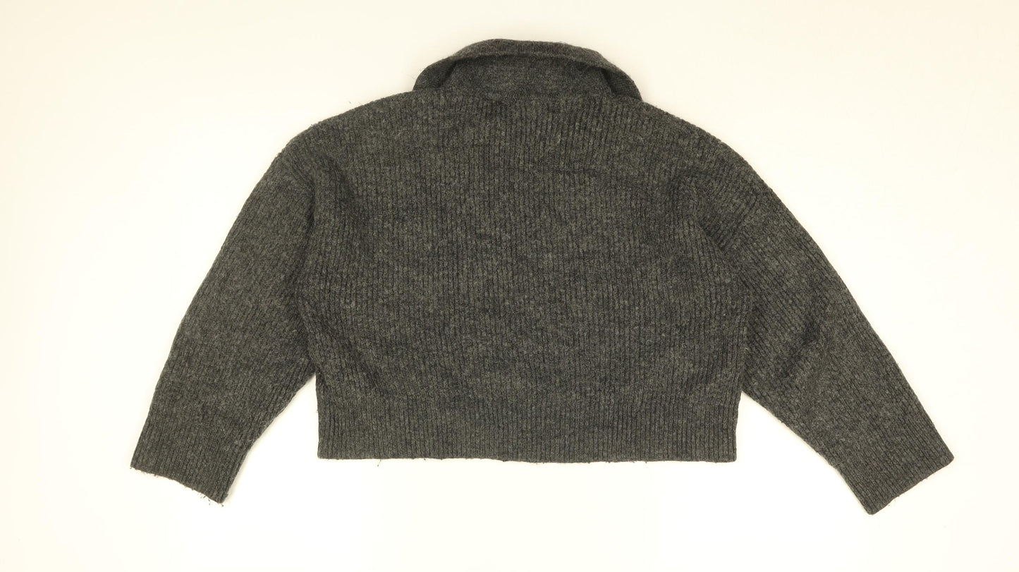 Pimkie Womens Grey Collared Acrylic Pullover Jumper Size S