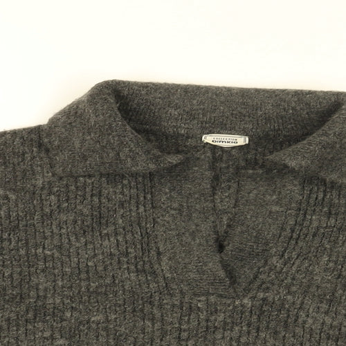 Pimkie Womens Grey Collared Acrylic Pullover Jumper Size S