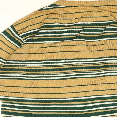 Fay's Womens Beige V-Neck Striped Acrylic Pullover Jumper Size L
