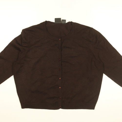 Tailor Womens Brown Round Neck Rayon Cardigan Jumper Size XL