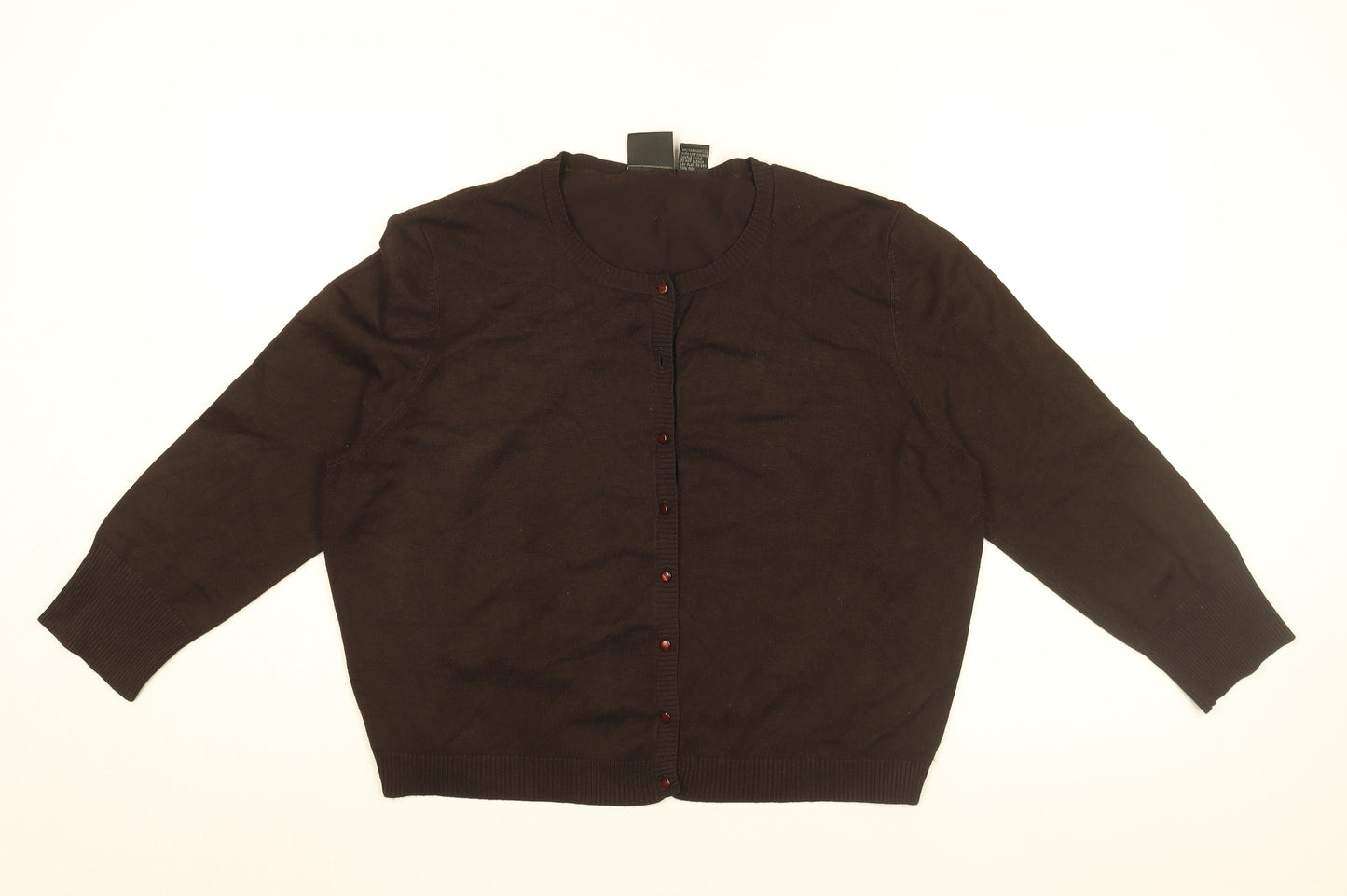 Tailor Womens Brown Round Neck Rayon Cardigan Jumper Size XL