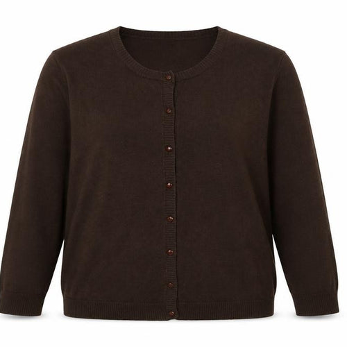 Tailor Womens Brown Round Neck Rayon Cardigan Jumper Size XL