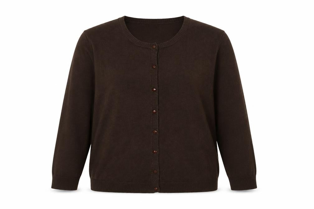Tailor Womens Brown Round Neck Rayon Cardigan Jumper Size XL