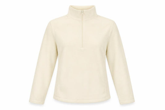 Front view of Gap women’s white polyester pullover sweatshirt, size S, zip