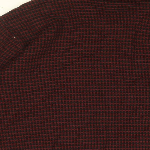 Gabicci Mens Red Geometric Cotton Polo Size L Collared Button