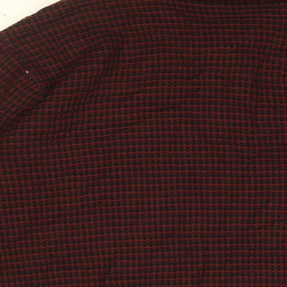 Gabicci Mens Red Geometric Cotton Polo Size L Collared Button