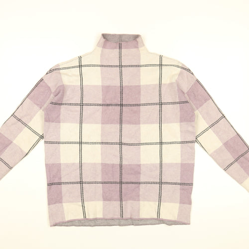 Rachel Zoe Womens Purple High Neck Plaid Viscose Pullover Jumper Size S