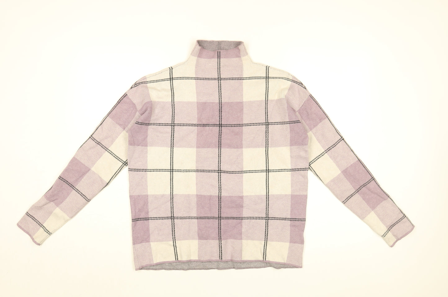 Rachel Zoe Womens Purple High Neck Plaid Viscose Pullover Jumper Size S