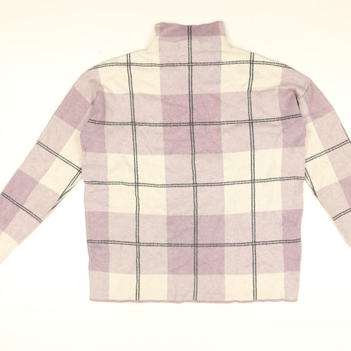 Rachel Zoe Womens Purple High Neck Plaid Viscose Pullover Jumper Size S