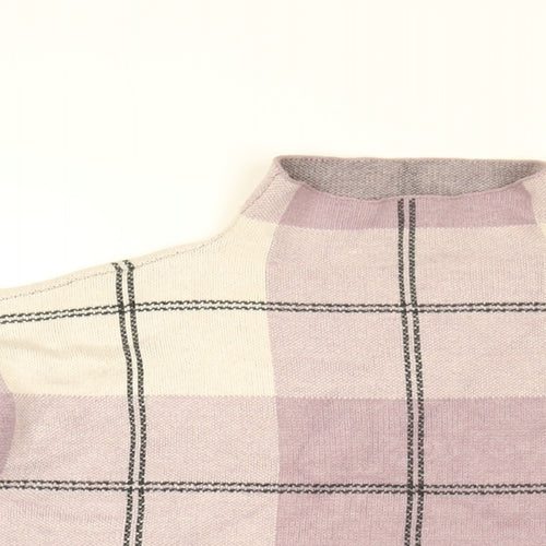 Rachel Zoe Womens Purple High Neck Plaid Viscose Pullover Jumper Size S