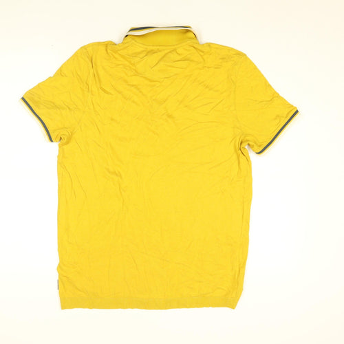 Ted Baker Mens Yellow Cotton Polo Size L Collared Button