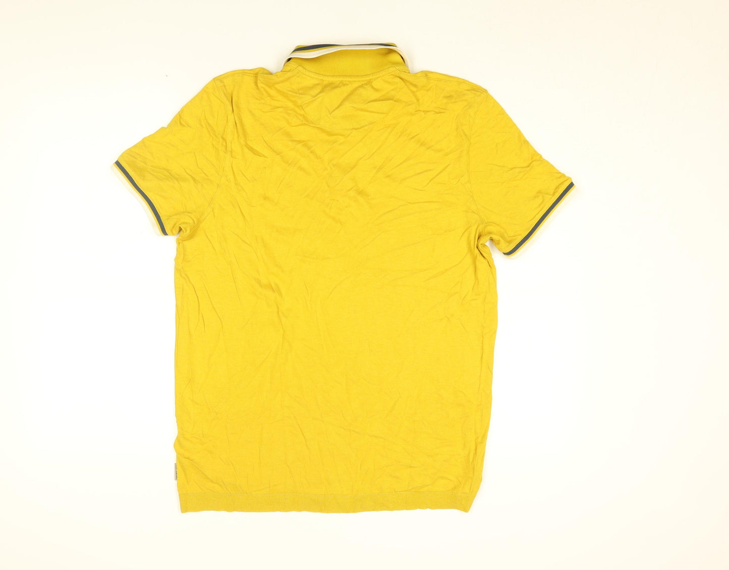 Ted Baker Mens Yellow Cotton Polo Size L Collared Button