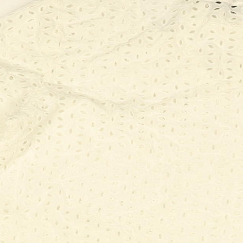NUMPH Womens White Floral Cotton Basic Blouse Size 8 Round Neck