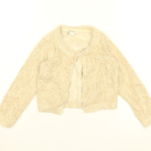 Monsoon Girls Beige Round Neck Nylon Cardigan Jumper Size 7-8 Years Button