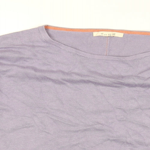 White Stuff Womens Purple Cotton Basic T-Shirt Size 14 Round Neck