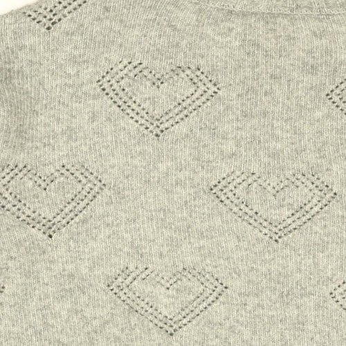 Crew Clothing Company Womens Grey Round Neck Geometric Acrylic Pullover Jumper Size 14 - Heart Print