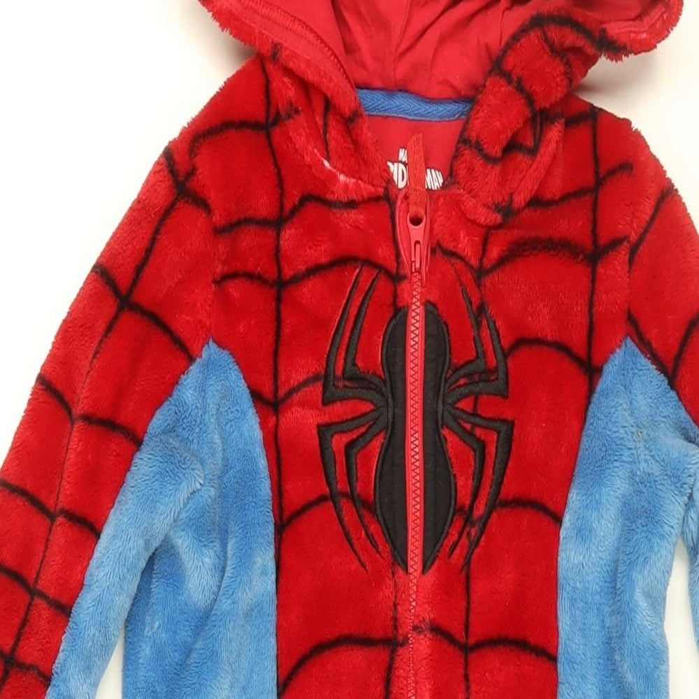 Spiderman Boys Red Geometric Cotton One Piece Size 4-5 Years Zip - Spiderman, Marvel