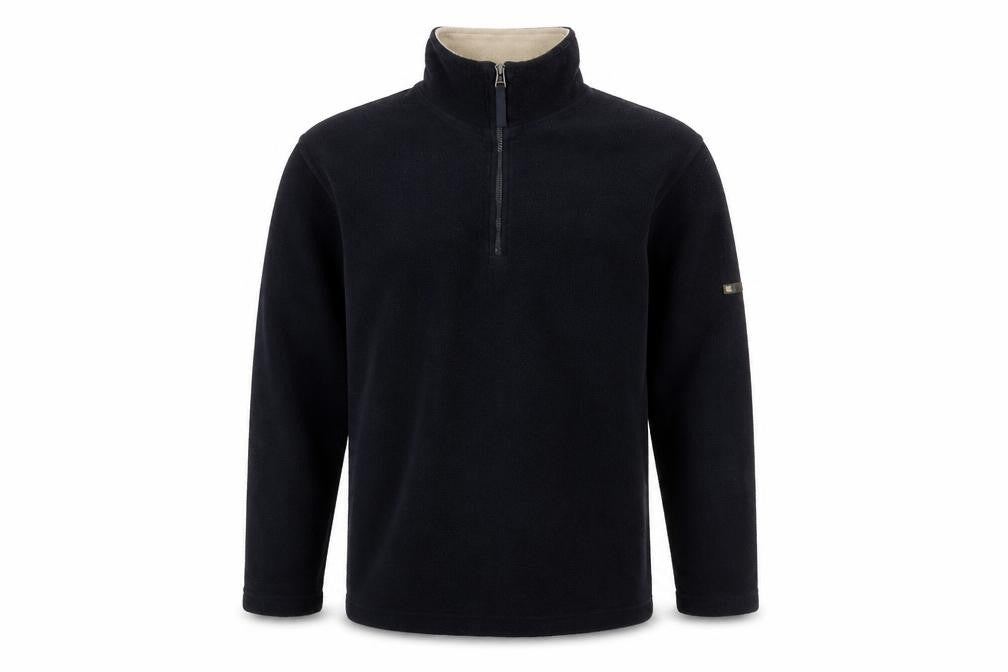 Front view of Sport men’s blue polyester pullover sweatshirt, size S
