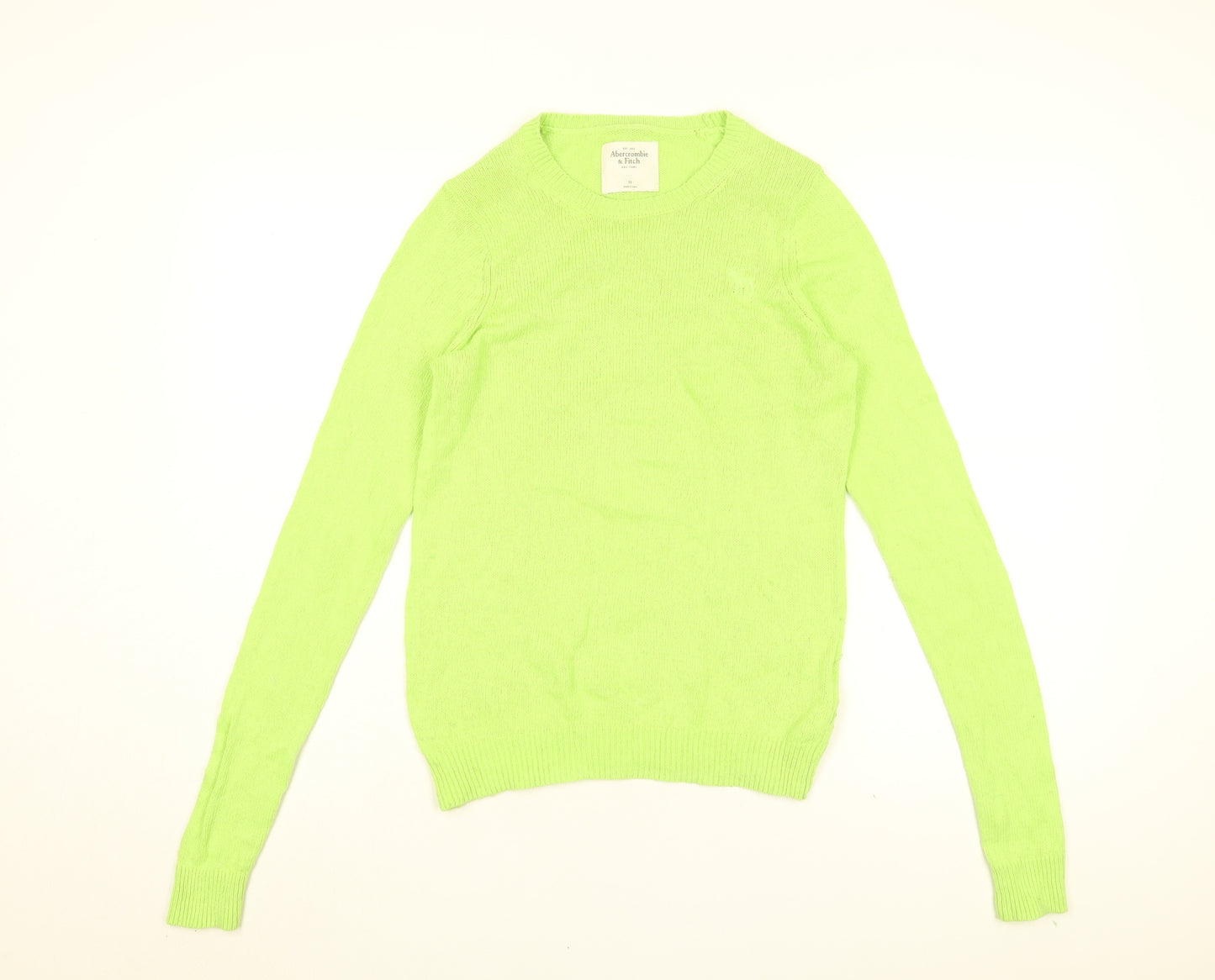 Abercrombie & Fitch Womens Green V-Neck Cotton Pullover Jumper Size M