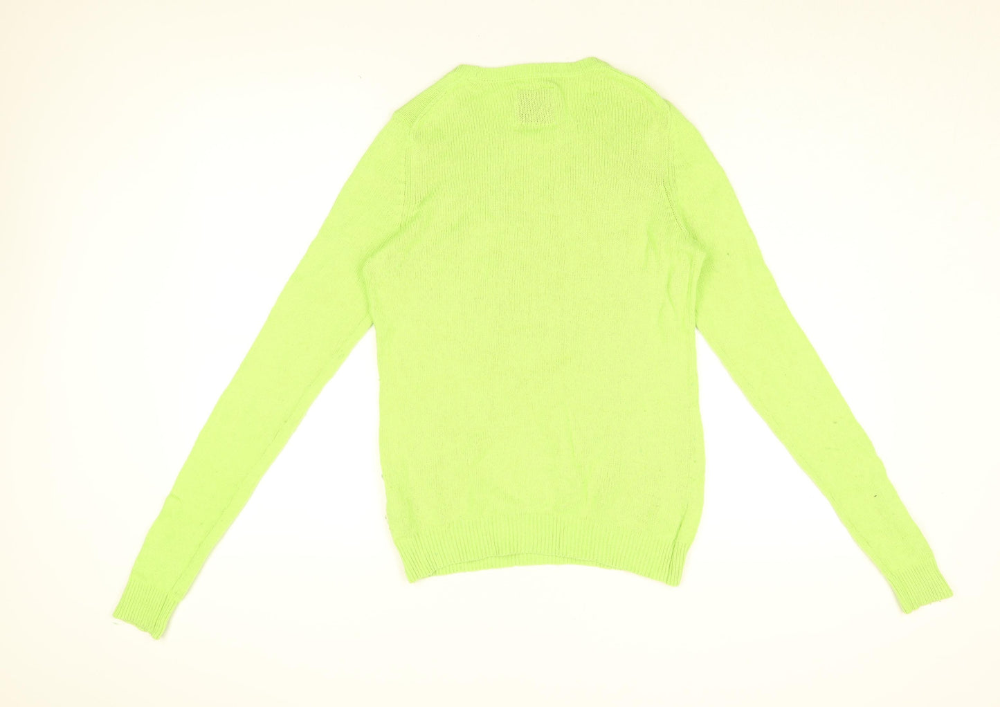 Abercrombie & Fitch Womens Green V-Neck Cotton Pullover Jumper Size M