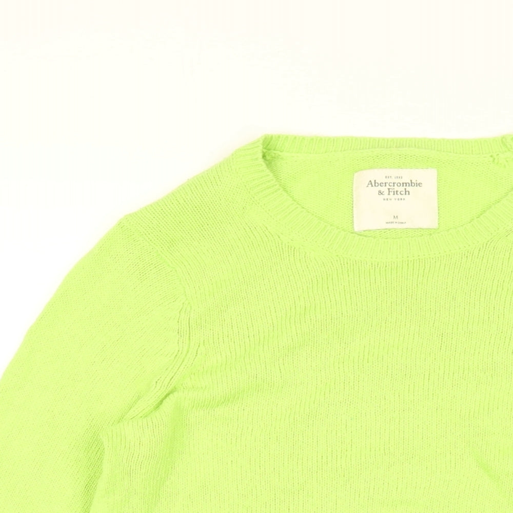 Abercrombie & Fitch Womens Green V-Neck Cotton Pullover Jumper Size M