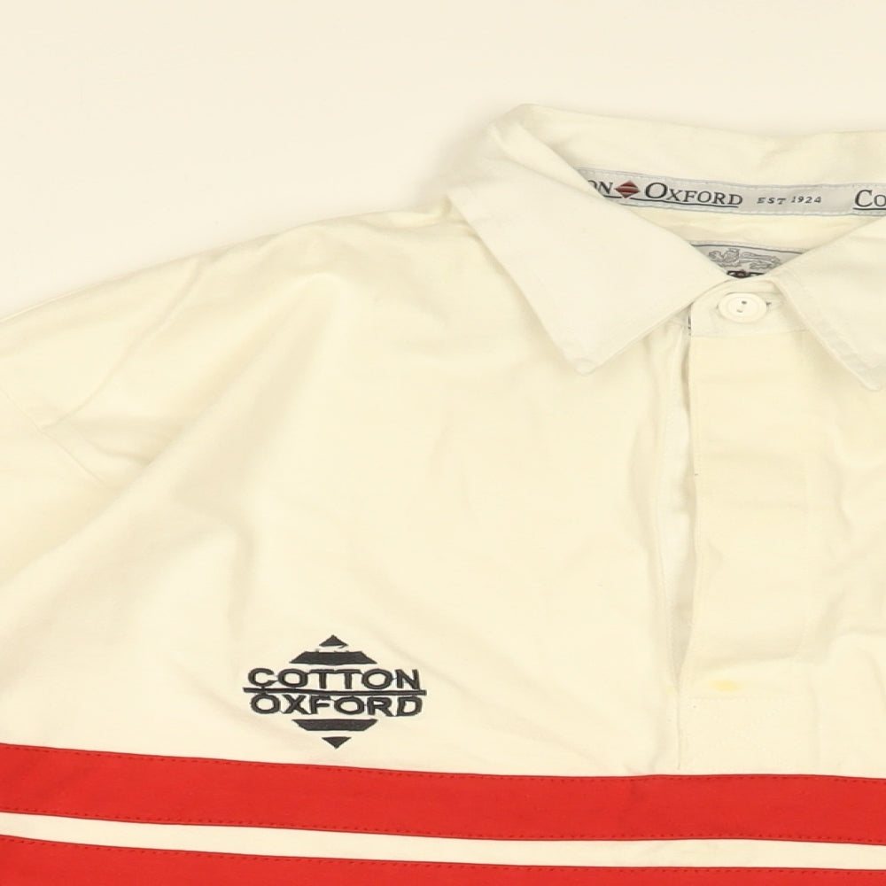 Cotton Oxford Mens White Cotton Polo Size S Collared Button - England