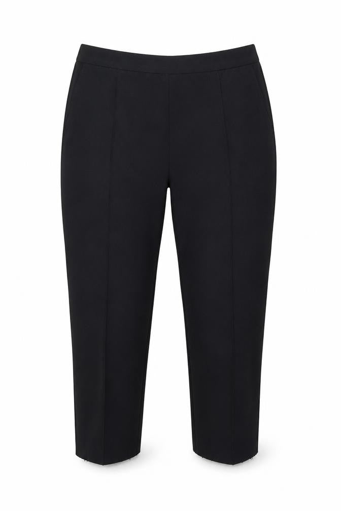 Front view of Isle women’s blue polyester trousers, size UK 18, 25.5-inch leg regular