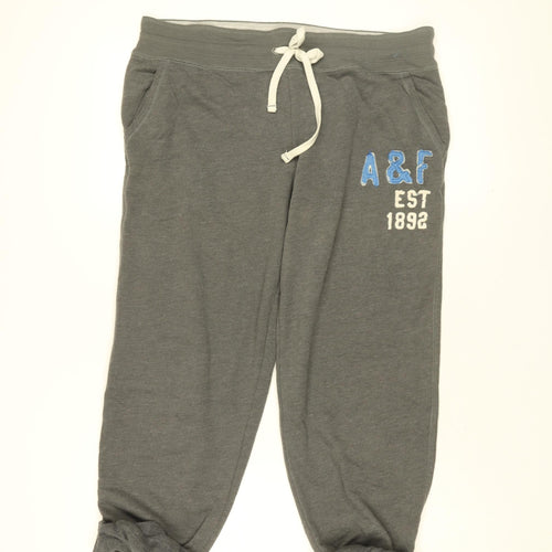 Abercrombie & Fitch Mens Grey Cotton Jogger Trousers Size M L24 in Regular Drawstring
