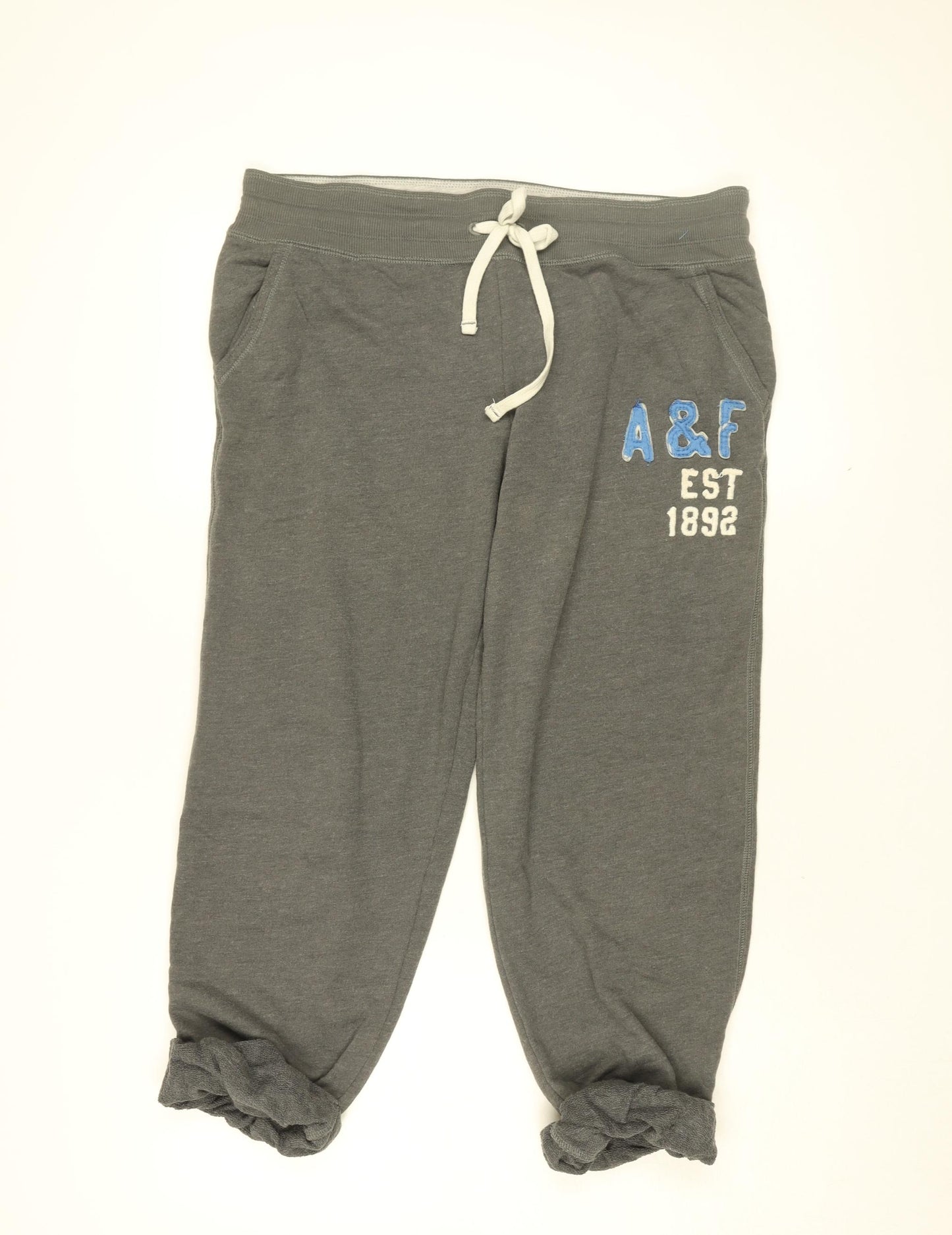 Abercrombie & Fitch Mens Grey Cotton Jogger Trousers Size M L24 in Regular Drawstring