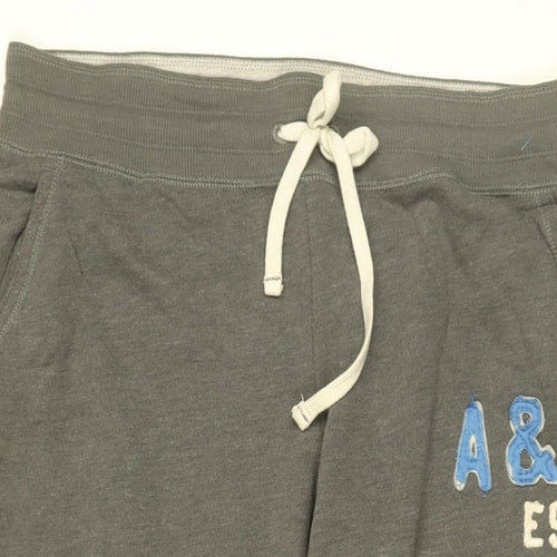Abercrombie & Fitch Mens Grey Cotton Jogger Trousers Size M L24 in Regular Drawstring