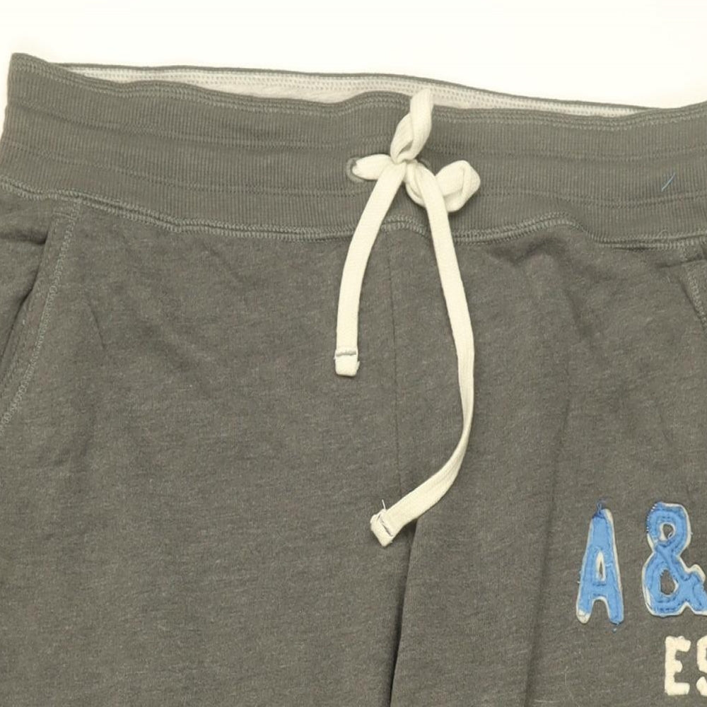 Abercrombie & Fitch Mens Grey Cotton Jogger Trousers Size M L24 in Regular Drawstring