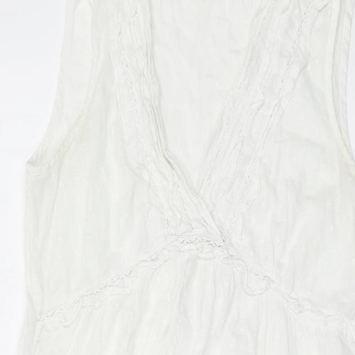 Fairy Dust Womens Ivory Cotton A-Line Size 10 V-Neck Pullover