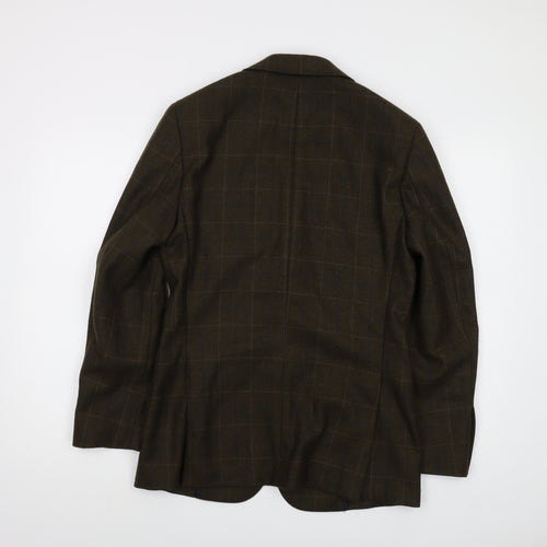 Hardy Amies Mens Green Plaid Wool Jacket Suit Jacket Size 36 Regular