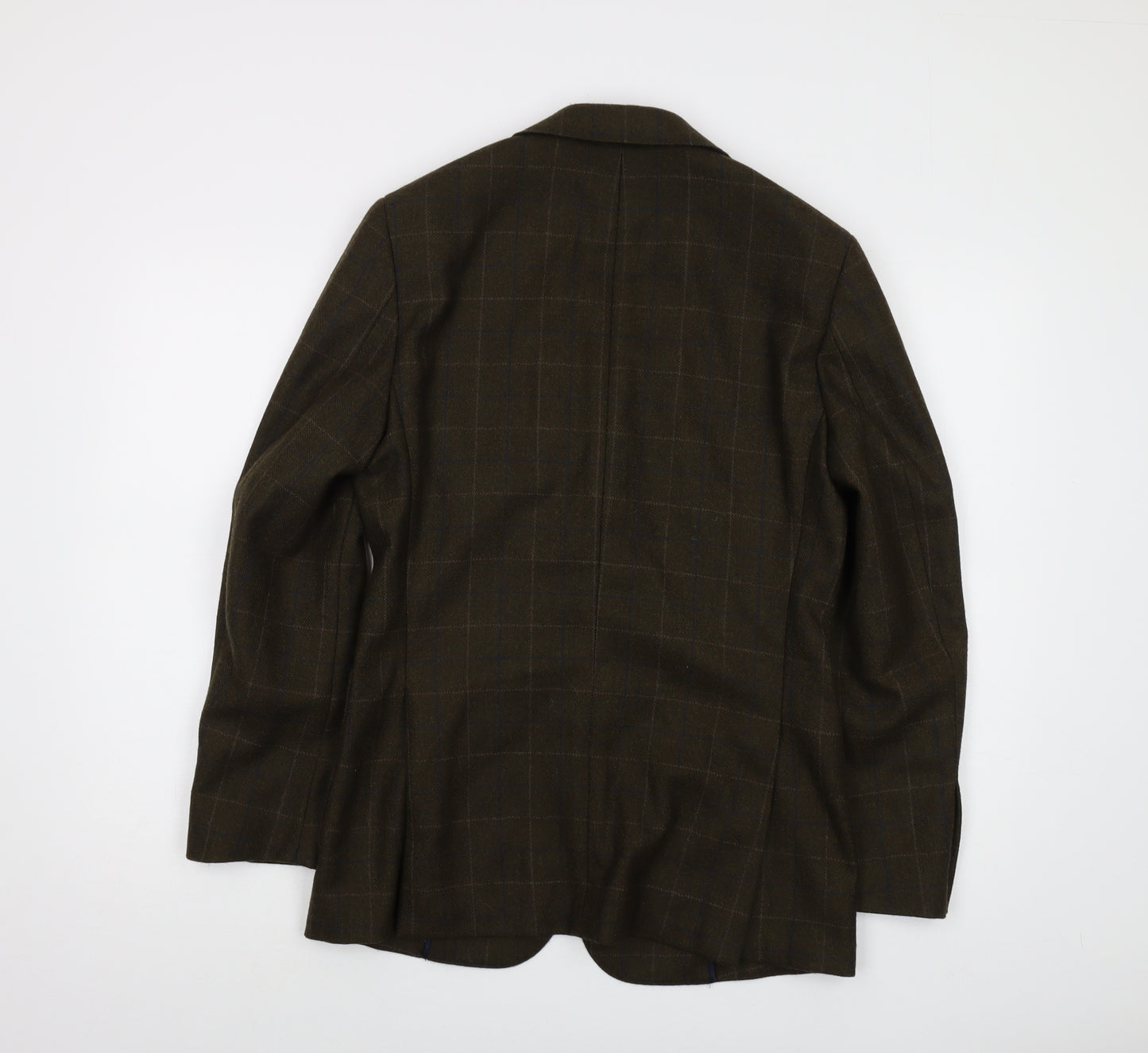 Hardy Amies Mens Green Plaid Wool Jacket Suit Jacket Size 36 Regular