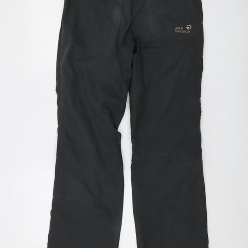 Jack Wolfskin Womens Grey Polyester Trousers Size 10 L32 in Regular Button