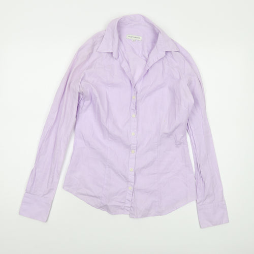 Austin Reed Womens Purple Cotton Basic Button-Up Size 10 Collared