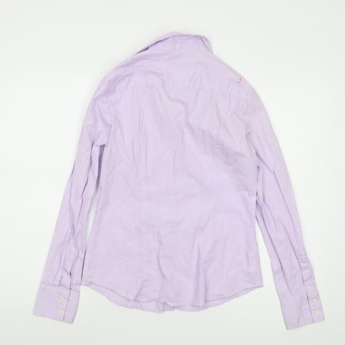 Austin Reed Womens Purple Cotton Basic Button-Up Size 10 Collared