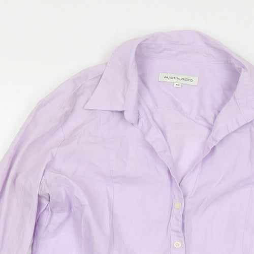 Austin Reed Womens Purple Cotton Basic Button-Up Size 10 Collared