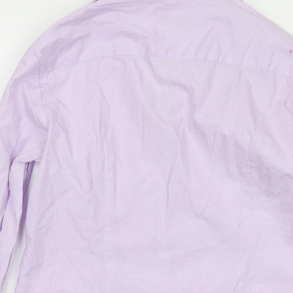 Austin Reed Womens Purple Cotton Basic Button-Up Size 10 Collared