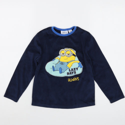 Minions Boys Blue Polyester Basic T-Shirt Size 5-6 Years Crew Neck Pullover