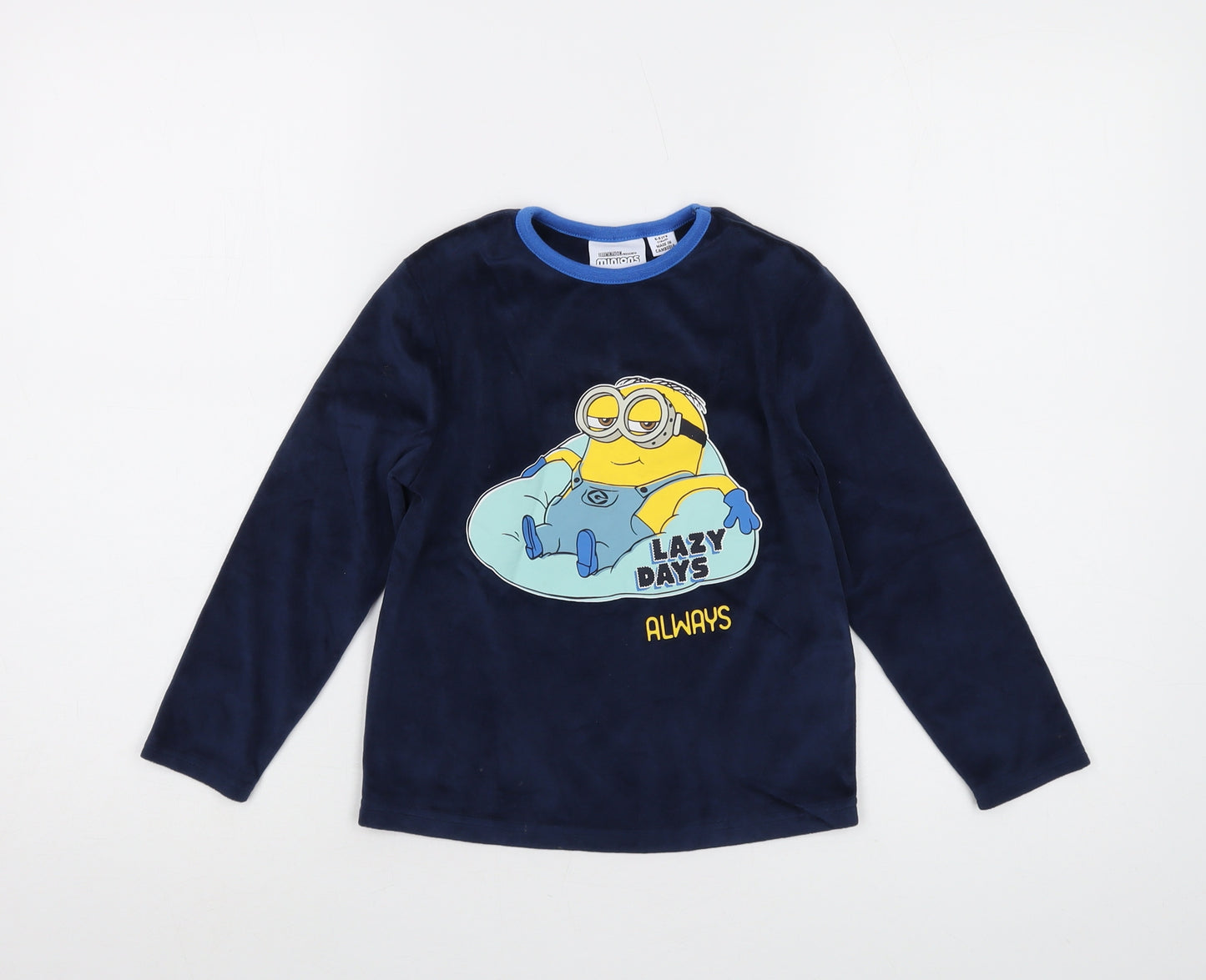 Minions Boys Blue Polyester Basic T-Shirt Size 5-6 Years Crew Neck Pullover