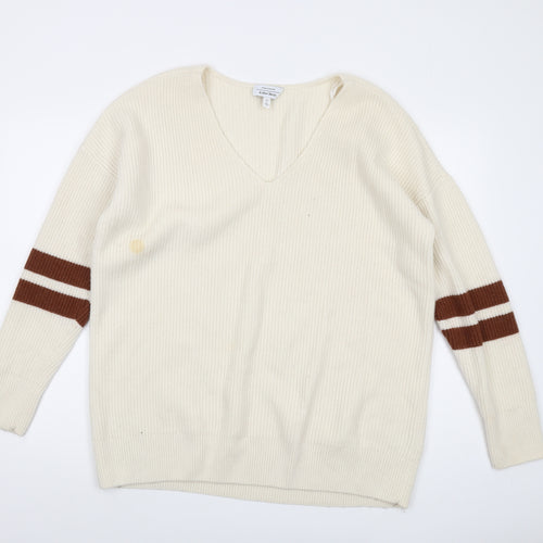 & Other Stories Womens Ivory V-Neck Polyamide Pullover Jumper Size XS
