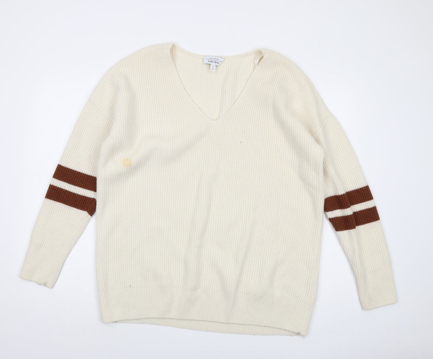 & Other Stories Womens Ivory V-Neck Polyamide Pullover Jumper Size XS